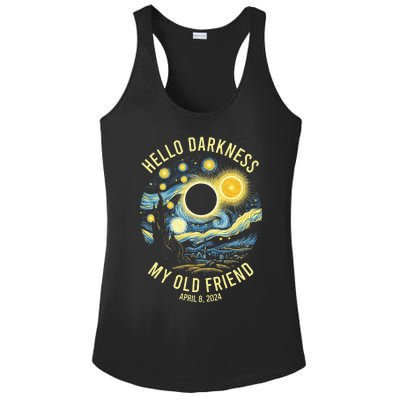 Hello Darkness My Old Friend Solar Eclipse April 8 2024 Ladies PosiCharge Competitor Racerback Tank