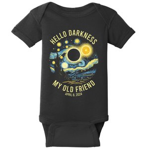 Hello Darkness My Old Friend Solar Eclipse April 8 2024 Baby Bodysuit