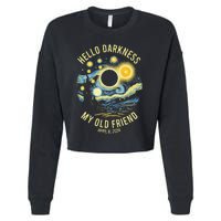 Hello Darkness My Old Friend Solar Eclipse April 8 2024 Cropped Pullover Crew