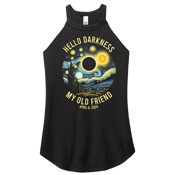 Hello Darkness My Old Friend Solar Eclipse April 8 2024 Women's Perfect Tri Rocker Tank