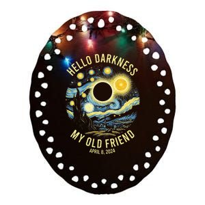 Hello Darkness My Old Friend Solar Eclipse April 8 2024 Ceramic Oval Ornament