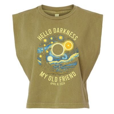 Hello Darkness My Old Friend Solar Eclipse April 8 2024 Garment-Dyed Women's Muscle Tee