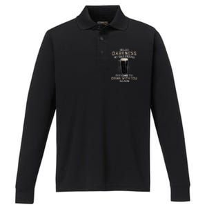 Hello Darkness My Old Friends I've Come To Drink With You Again Performance Long Sleeve Polo