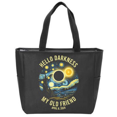 Hello Darkness My Old Friend Solar Eclipse April 8 2024 Zip Tote Bag