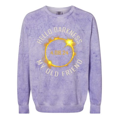 Hello Darkness My Old Friend Solar Eclipse April 08 2024 Gift Colorblast Crewneck Sweatshirt