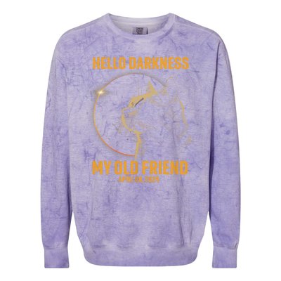 Hello Darkness My Old Friend Cat Solar Eclipse April 08 2024 Colorblast Crewneck Sweatshirt