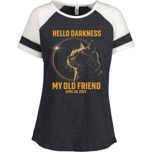 Hello Darkness My Old Friend Cat Solar Eclipse April 08 2024 Enza Ladies Jersey Colorblock Tee