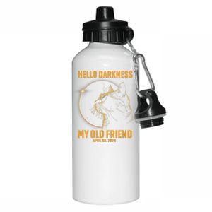 Hello Darkness My Old Friend Cat Solar Eclipse April 08 2024 Aluminum Water Bottle 