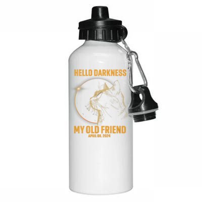 Hello Darkness My Old Friend Cat Solar Eclipse April 08 2024 Aluminum Water Bottle