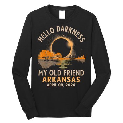 Hello Darkness My Old Friend Total Eclipse 2024 Arkansas Long Sleeve Shirt