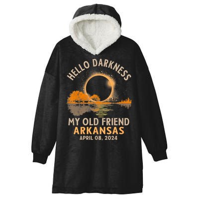 Hello Darkness My Old Friend Total Eclipse 2024 Arkansas Hooded Wearable Blanket