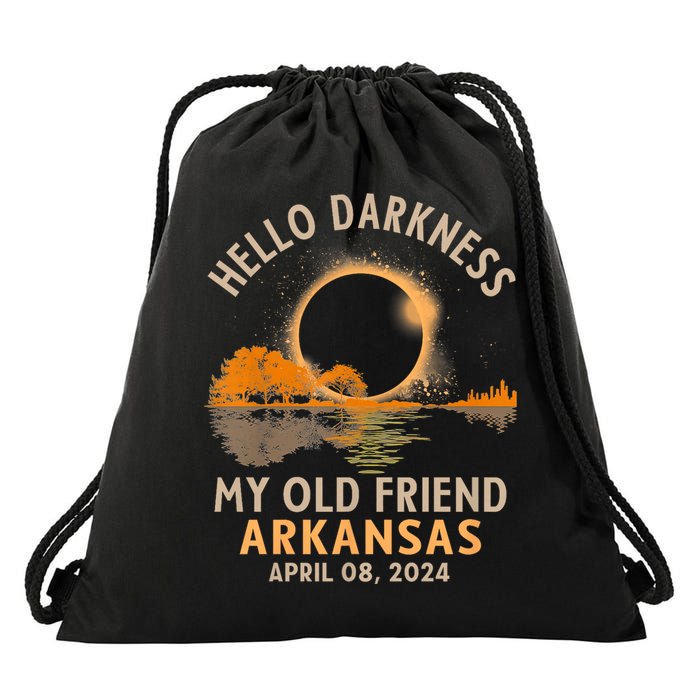 Hello Darkness My Old Friend Total Eclipse 2024 Arkansas Drawstring Bag