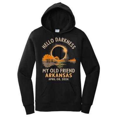Hello Darkness My Old Friend Total Eclipse 2024 Arkansas Women's Pullover Hoodie