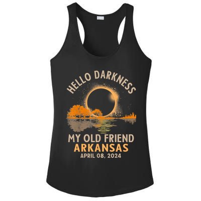Hello Darkness My Old Friend Total Eclipse 2024 Arkansas Ladies PosiCharge Competitor Racerback Tank