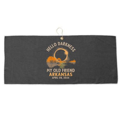 Hello Darkness My Old Friend Total Eclipse 2024 Arkansas Large Microfiber Waffle Golf Towel