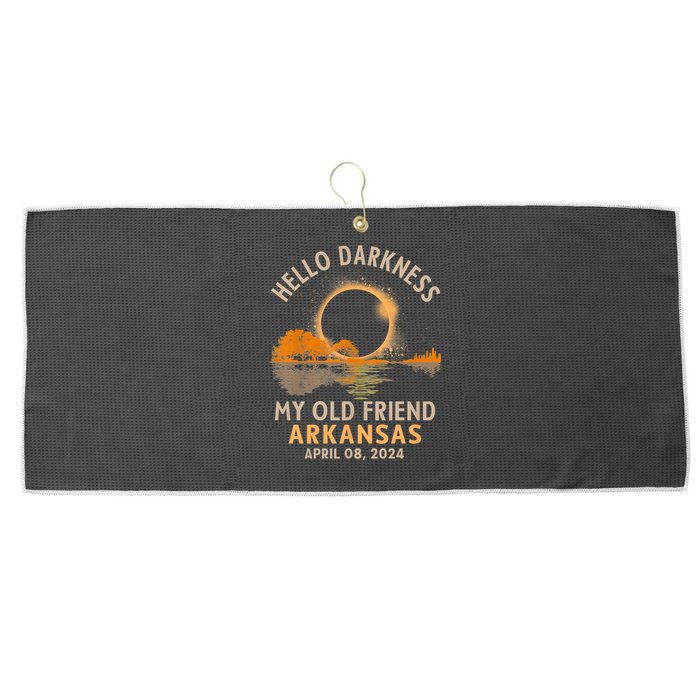 Hello Darkness My Old Friend Total Eclipse 2024 Arkansas Large Microfiber Waffle Golf Towel