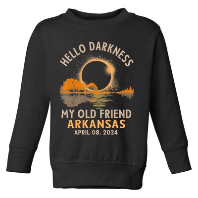Hello Darkness My Old Friend Total Eclipse 2024 Arkansas Toddler Sweatshirt