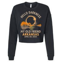 Hello Darkness My Old Friend Total Eclipse 2024 Arkansas Cropped Pullover Crew