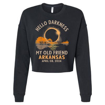 Hello Darkness My Old Friend Total Eclipse 2024 Arkansas Cropped Pullover Crew