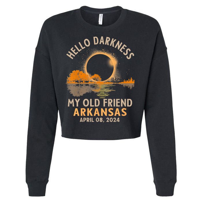 Hello Darkness My Old Friend Total Eclipse 2024 Arkansas Cropped Pullover Crew
