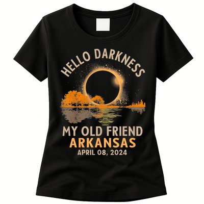 Hello Darkness My Old Friend Total Eclipse 2024 Arkansas Womens T-Shirt