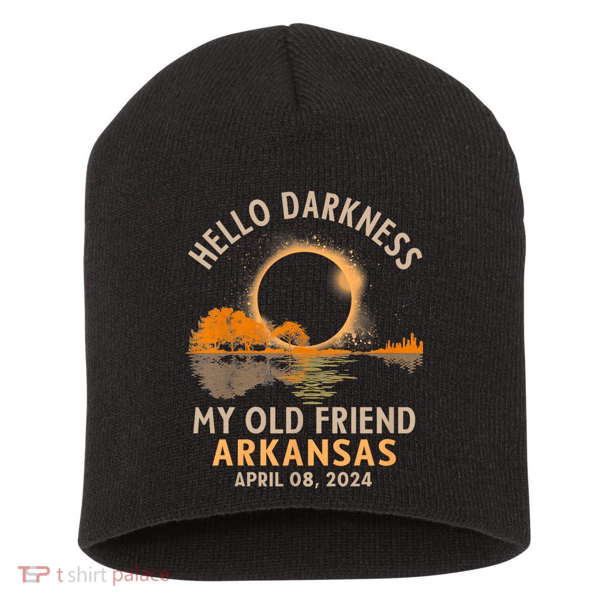 Hello Darkness My Old Friend Total Eclipse 2024 Arkansas Short Acrylic Beanie