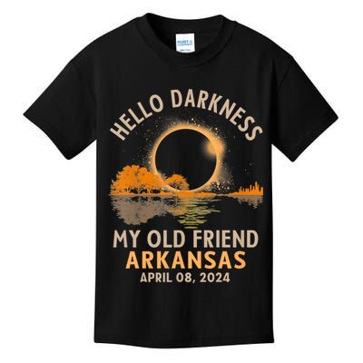 Hello Darkness My Old Friend Total Eclipse 2024 Arkansas Kids T-Shirt