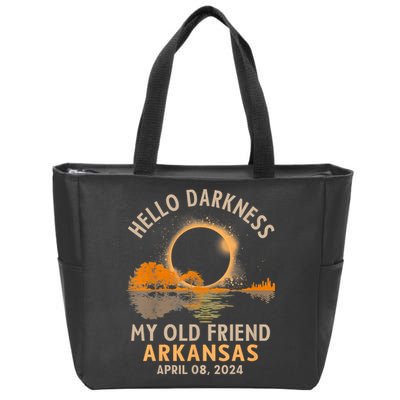 Hello Darkness My Old Friend Total Eclipse 2024 Arkansas Zip Tote Bag