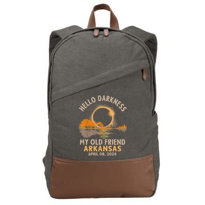 Hello Darkness My Old Friend Total Eclipse 2024 Arkansas Cotton Canvas Backpack