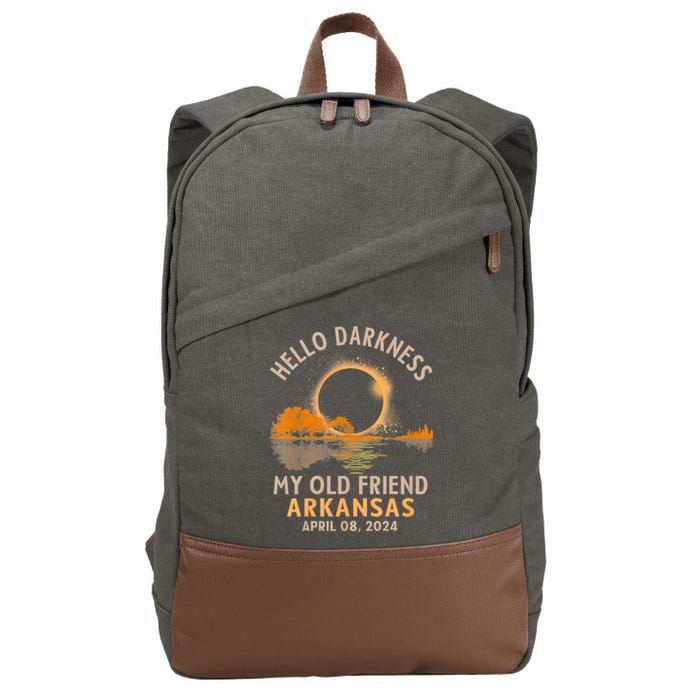 Hello Darkness My Old Friend Total Eclipse 2024 Arkansas Cotton Canvas Backpack