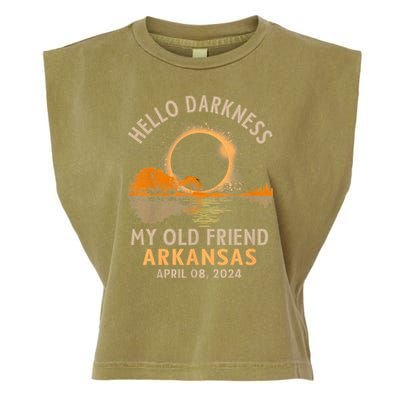 Hello Darkness My Old Friend Total Eclipse 2024 Arkansas Garment-Dyed Women's Muscle Tee