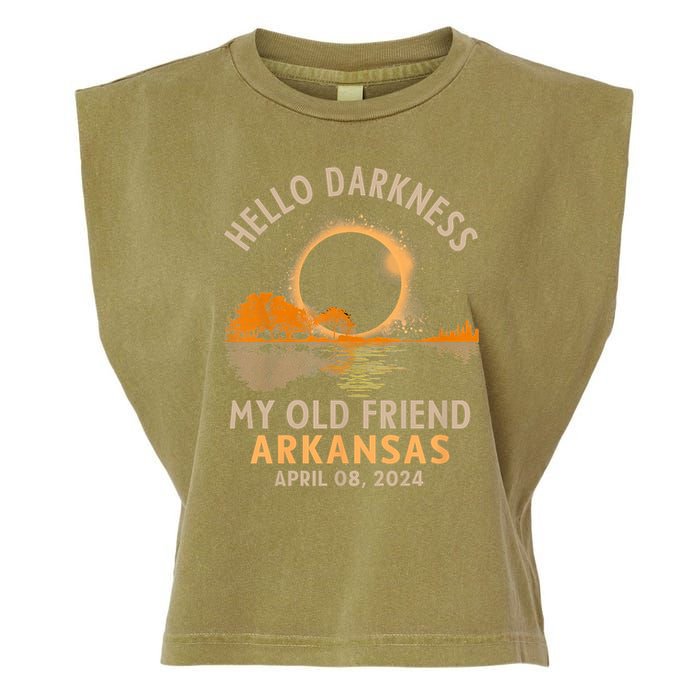 Hello Darkness My Old Friend Total Eclipse 2024 Arkansas Garment-Dyed Women's Muscle Tee