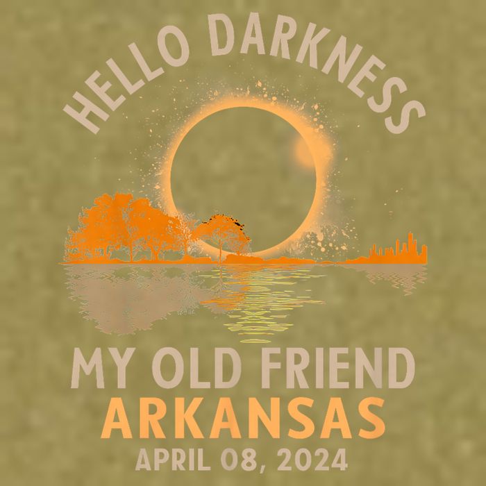 Hello Darkness My Old Friend Total Eclipse 2024 Arkansas Garment-Dyed Women's Muscle Tee
