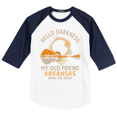 Hello Darkness My Old Friend Total Eclipse 2024 Arkansas Baseball Sleeve Shirt