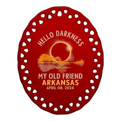 Hello Darkness My Old Friend Total Eclipse 2024 Arkansas Ceramic Oval Ornament