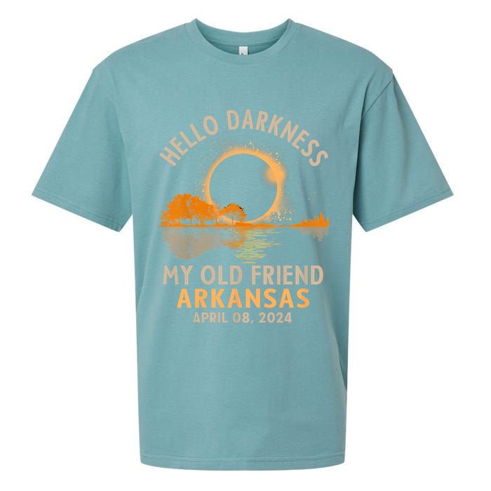 Hello Darkness My Old Friend Total Eclipse 2024 Arkansas Sueded Cloud Jersey T-Shirt