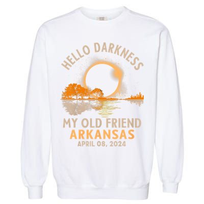 Hello Darkness My Old Friend Total Eclipse 2024 Arkansas Garment-Dyed Sweatshirt