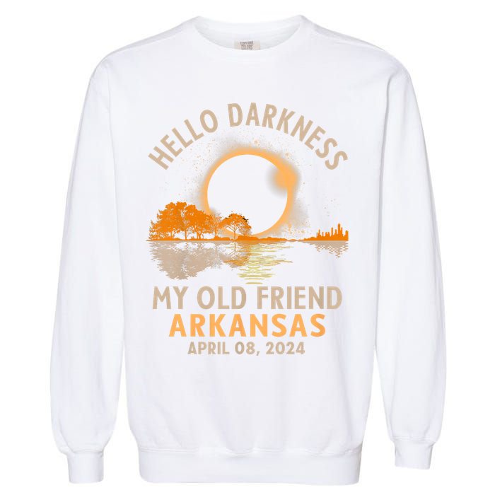 Hello Darkness My Old Friend Total Eclipse 2024 Arkansas Garment-Dyed Sweatshirt