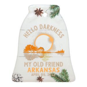 Hello Darkness My Old Friend Total Eclipse 2024 Arkansas Ceramic Bell Ornament