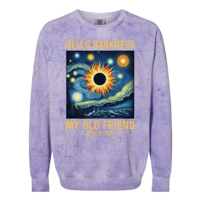 Hello Darkness My Old Friend Solar Eclipse April 08 2024 Colorblast Crewneck Sweatshirt