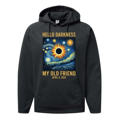 Hello Darkness My Old Friend Solar Eclipse April 08 2024 Performance Fleece Hoodie