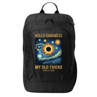 Hello Darkness My Old Friend Solar Eclipse April 08 2024 City Backpack