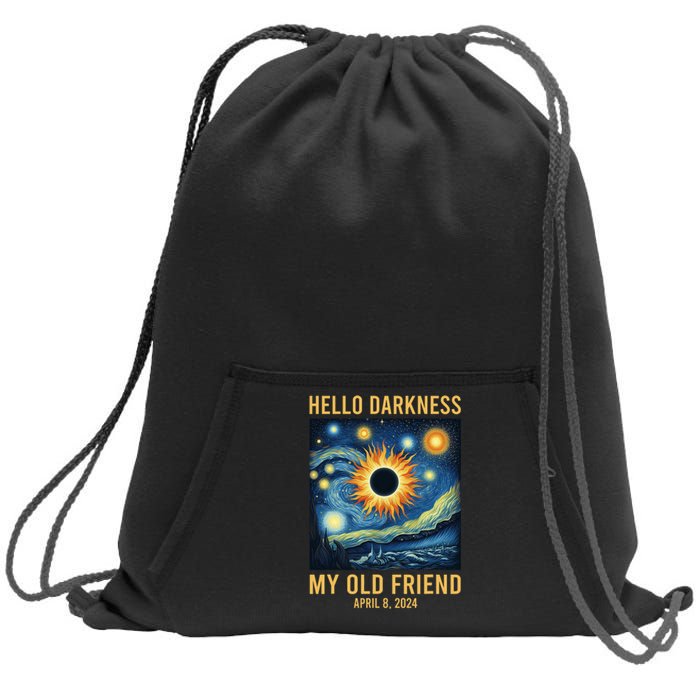 Hello Darkness My Old Friend Solar Eclipse April 08 2024 Sweatshirt Cinch Pack Bag