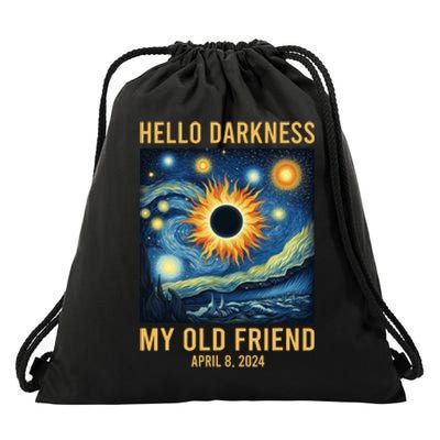 Hello Darkness My Old Friend Solar Eclipse April 08 2024 Drawstring Bag