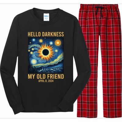 Hello Darkness My Old Friend Solar Eclipse April 08 2024 Long Sleeve Pajama Set