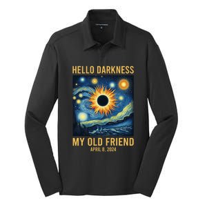 Hello Darkness My Old Friend Solar Eclipse April 08 2024 Silk Touch Performance Long Sleeve Polo