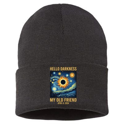 Hello Darkness My Old Friend Solar Eclipse April 08 2024 Sustainable Knit Beanie