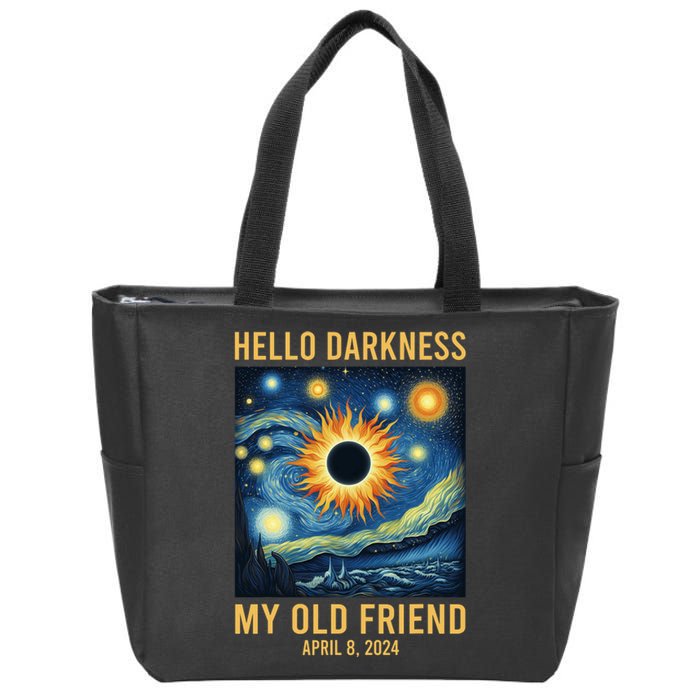 Hello Darkness My Old Friend Solar Eclipse April 08 2024 Zip Tote Bag