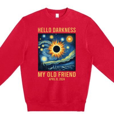 Hello Darkness My Old Friend Solar Eclipse April 08 2024 Premium Crewneck Sweatshirt