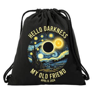 Hello Darkness My Old Friend Solar Eclipse April 8 2024 Drawstring Bag